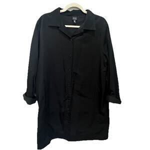 Eileen Fisher Black Cotton Nylon Lightweight Jacket Quiet Luxury Classic Women M